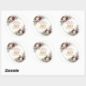 Boho Blush Burgundy 80ste Verjaardag Stickers (Vel)