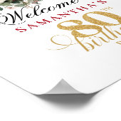Boho Blush Burgundy 80ste Verjaardag Tafel Sign Poster (Hoek)