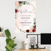 Boho blush burgundy bloemige oefeningswelkom bord poster (Thuiskantoor)
