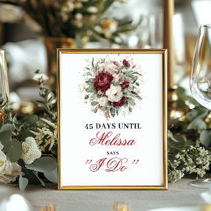 Boho Blush Burgundy Dais Tot Ik Trouw Countdown Bo Poster