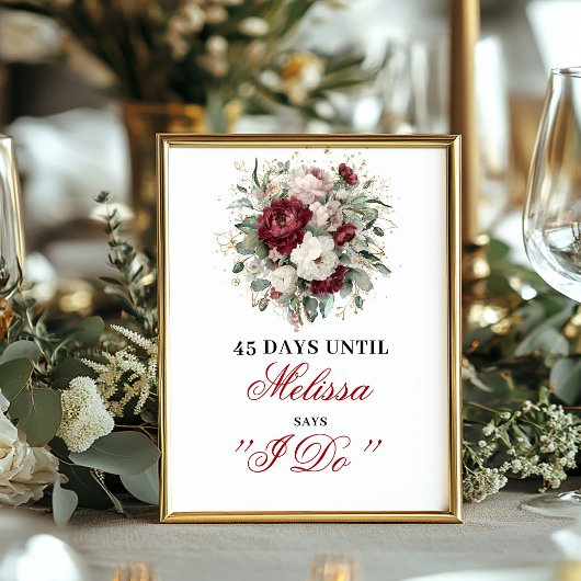 Boho Blush Burgundy Dais Tot Ik Trouw Countdown Bo Poster