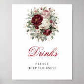 Boho Blush Burgundy Dranken Tafel Sign Dekoratie Poster (Voorkant)