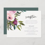 BOHO BLUSH BURGUNDY FLORAL BUNCH WEDDING RECEPT INFORMATIEKAARTJE (Voorkant / Achterkant)