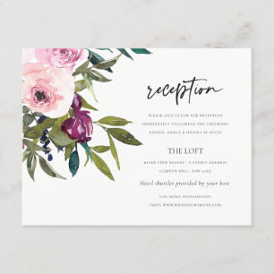 BOHO BLUSH BURGUNDY FLORAL BUNCH WEDDING RECEPT INFORMATIEKAARTJE