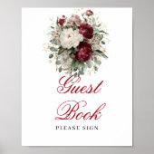 Boho Blush Burgundy Gastboek 8x10 Poster Bord (Voorkant)