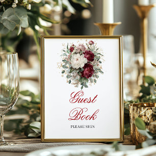 Boho Blush Burgundy Gastboek 8x10 Poster Bord
