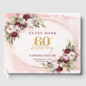 Boho Blush Burgundy Gold Roses 60th Birthday Gastenboek (Voorkant)
