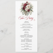 Boho Blush Burgundy Gouden Huwelijksprogramma Lang Programmakaart (Achterkant)