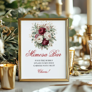 Boho Blush Burgundy Mimosa Bar Bloemstuk Tafelmode Poster