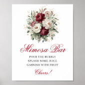 Boho Blush Burgundy Mimosa Bar Bloemstuk Tafelmode Poster (Voorkant)