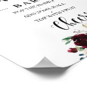 Boho Blush burgundy navy bloem mimosa bar bord Poster (Hoek)