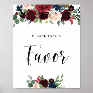 Boho Blush Burgundy Navy Bloemen Favorieten Bord Poster