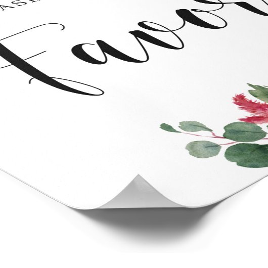 Boho Blush Burgundy Navy Bloemen Favors Bord Poster (Hoek)