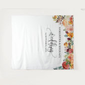 Boho Blush burgundy oranje bloemstuk bruiloft acht Wandkleed (Voorkant (horizontaal))