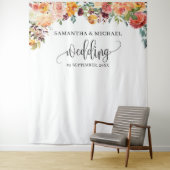 Boho Blush burgundy oranje bloemstuk bruiloft acht Wandkleed (In situ)