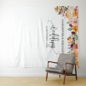 Boho Blush burgundy oranje bloemstuk trouw achterg Wandkleed (In Situ (horizontaal))