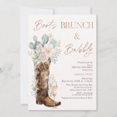 Boho Blush Cacti Boots Brunch Bubbly Vrijgezellenf Kaart (Voorkant)