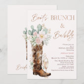 Boho Blush Cacti Boots Brunch Bubbly Vrijgezellenf Kaart (Voorkant / Achterkant)