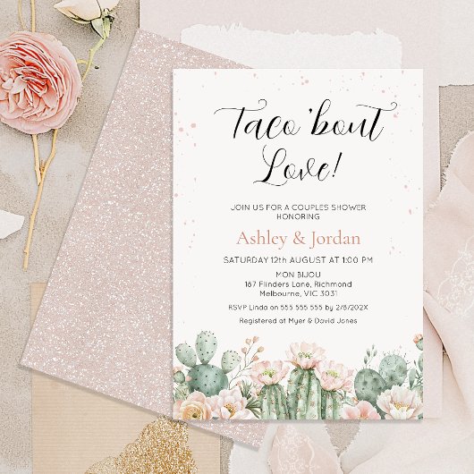 Boho Blush Cactus Taco 'Over Love Couples Bruids Kaart