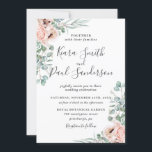 Boho Blush Dusty Pink Floral Eucalyptus Wedding Kaart<br><div class="desc">Deze elegante trouwuitnodiging is voorzien van een prachtige waterverf papaver en een roos met een degelijke, roze roze roze bloem en een lush eucalyptus arrangement. Ontworpen om te passen bij ons Cherise trouwend collectie. Pas het met uw details gemakkelijk en snel aan, druk eenvoudig de pas het knoop aan om...</div>