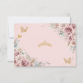 Boho Blush Dusty Roos Floral Pampas Quinceanera RSVP Kaartje (Achterkant)