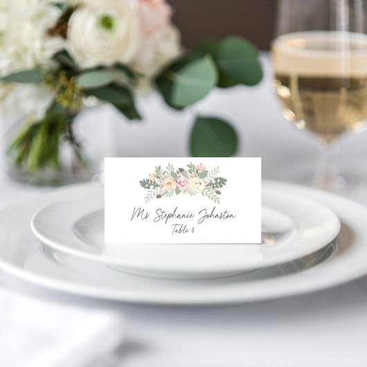Boho Blush en Gouden Bloemstuk Bruiloft Plaatskaartje