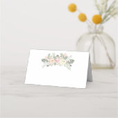 Boho Blush en Gouden Bloemstuk Bruiloft Plaatskaartje (Voorkant)