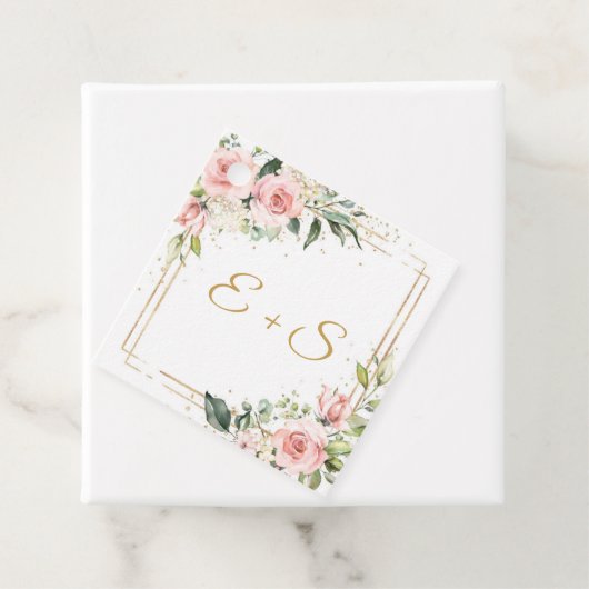 Boho blush en gouden groene naam initialen Favor T Bedankjes Labels (In situ)