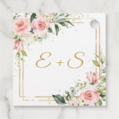 Boho blush en gouden groene naam initialen Favor T Bedankjes Labels (Achterkant)