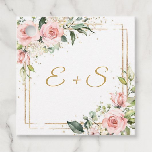 Boho blush en gouden groene naam initialen Favor T Bedankjes Labels (Voorkant)