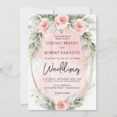 Boho blush en greenery and faux gold oval kaart (Voorkant)