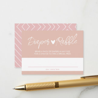 Boho Blush en Roze Luier Tombola Bijlagekaart Informatiekaartje