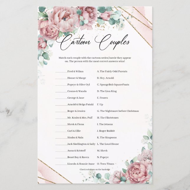 Boho blush eucalyptus Gold lijst Cartoon Coupes (Voorkant)