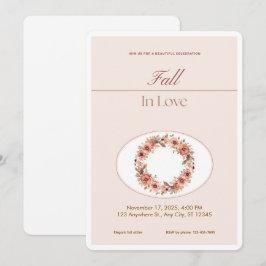 Boho Blush Fall Romance Floral Wedding Invitation Kaart