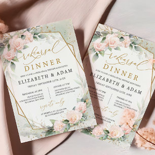 Boho blush floral and eucalyptus and gold lijst kaart