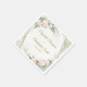 Boho blush floral and gold and eucalyptus bruiloft servet (Hoek)