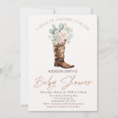 Boho Blush Floral Cacti Boot Baby shower Kaart (Voorkant)