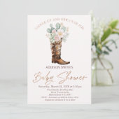 Boho Blush Floral Cacti Boot Baby shower Kaart (Staand voorkant)