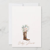 Boho Blush Floral Cacti Boot Baby shower Kaart (Achterkant)