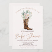Boho Blush Floral Cacti Boot Baby shower Kaart (Voorkant / Achterkant)