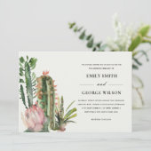 BOHO BLUSH FLORAL DESERT CACTI FOLIAGE WEDDING KAART (Staand voorkant)