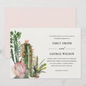 BOHO BLUSH FLORAL DESERT CACTI FOLIAGE WEDDING KAART (Voorkant / Achterkant)