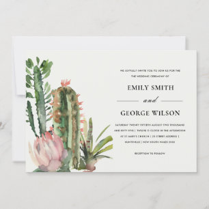 BOHO BLUSH FLORAL DESERT CACTI FOLIAGE WEDDING KAART