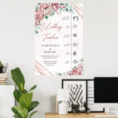 Boho blush floral eucalyprus gold wedding Timeline Poster (Thuiskantoor)