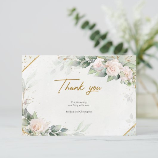 Boho Blush Floral Eucalyptus bedankje Bedankkaart (Staand voorkant)