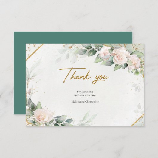 Boho Blush Floral Eucalyptus bedankje Bedankkaart (Voorkant / Achterkant)