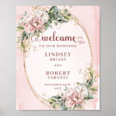 Boho Blush Floral Eucalyptus Gold Wedding Welcome Poster (Voorkant)