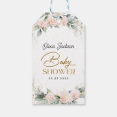 Boho Blush Floral Eucalyptus Lijst Baby shower Cadeaulabel (Achterkant)
