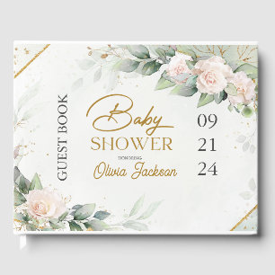 Boho Blush Floral Eucalyptus Lijst Baby shower Gastenboek