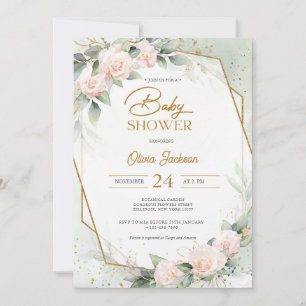 Boho Blush Floral Eucalyptus Lijst Baby shower Kaart